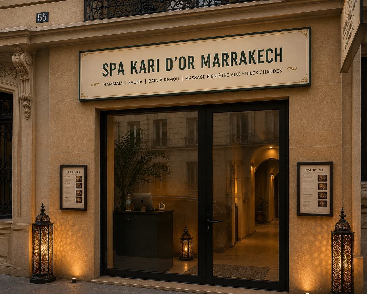 Entrée du salon Spa Kari D'or Marrakech
